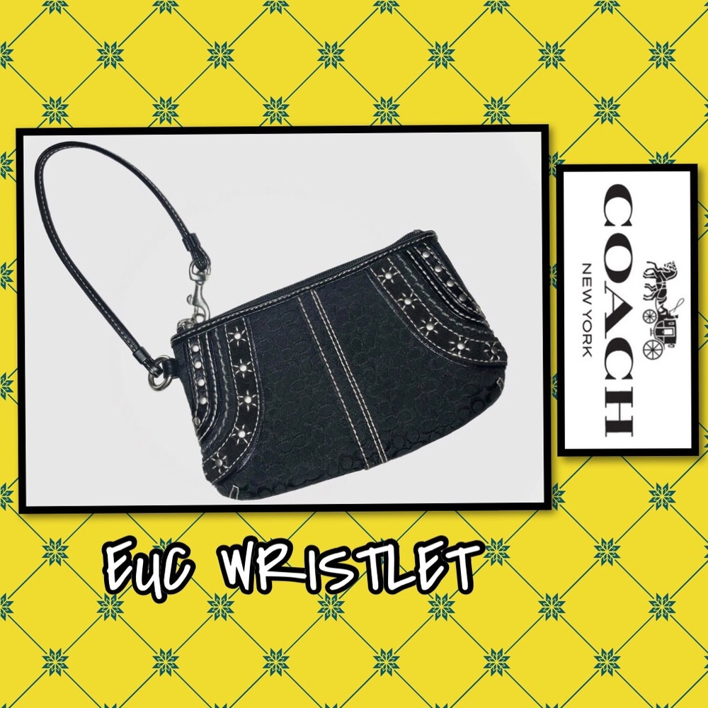 EUC BLACK COACH WRISTLET WITH SILVER DETAIL